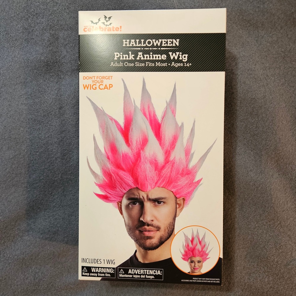 Anime Wig Adult One Size Fits Most Spiky‎ Halloween Pink Cosplay Costume